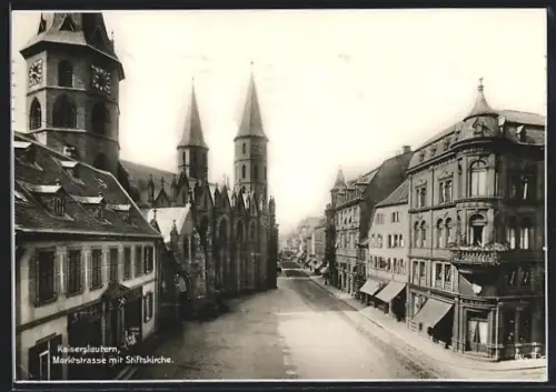 AK Kaiserslautern, Marktstrasse mit Stiftskirche