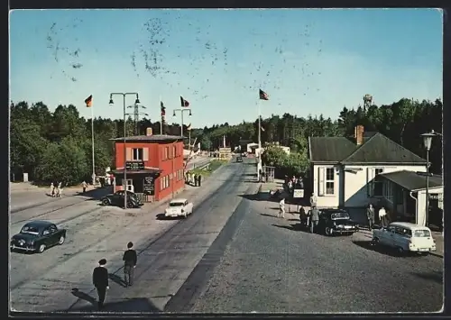 AK Helmstedt, Zonenkontrollpunkt, Blick zum Grenzübergang hinüber
