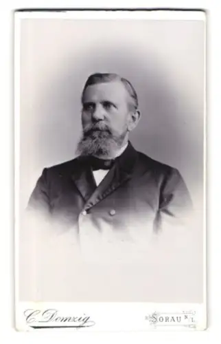 Fotografie C. Domzig, Sorau /N. L., Bahnhofstrasse 25, Porträt eines älteren Herrn