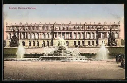 AK Schloss Herrenchiemsee, Motiv mit Spüringbrunnen