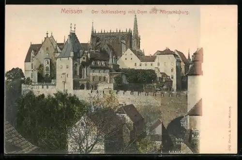 AK Meissen, der Schlossberg mit Dom und Albrechsburg