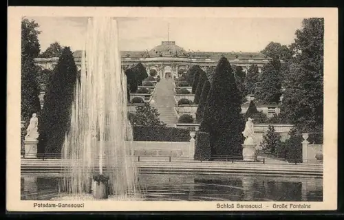 AK Potsdam, Schloss Sanssouci, Grosse Fontäne