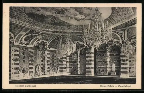 AK Potsdam-Sanssouci, Neues Palais, Muschelsaal