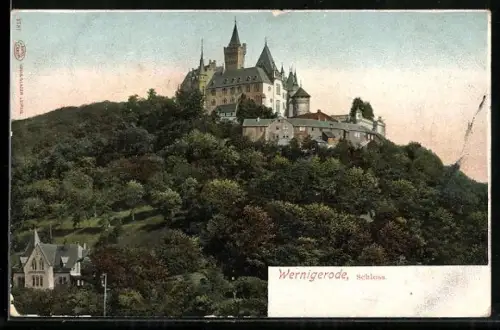 AK Wernigerode, das Schloss von unten gesehen