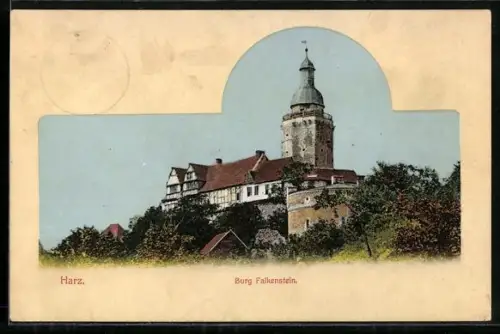 AK Burg Falkenstein /Harz, Panorama-Ansicht