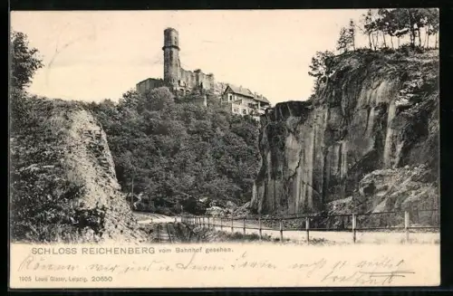AK Schloss Reichenberg, Ansicht vom Bahnhof aus