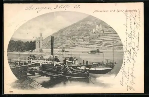 AK Bingen, Ruine Ehrenfels und Mäuseturm