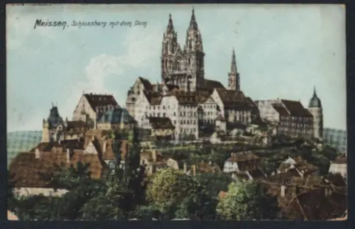 AK Meissen, Schlossberg mit Albrechtsburg u. Dom