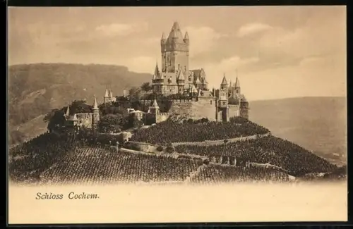 AK Schloss Cochem, Gesamtansicht, Panorama