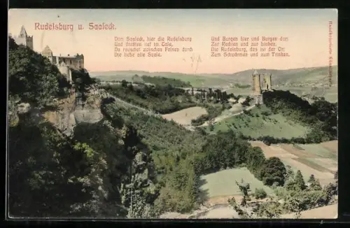 AK Rudelsburg und Burg Saaleck, Ansicht mit Umgebung