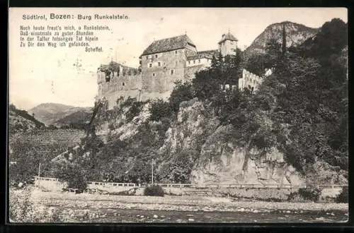 AK Burg Runkelstein /Bozen, Gesamtansicht, Gedicht