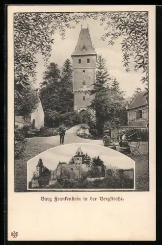 AK Burg Frankenstein in der Bergstrasse, Cafe am Tor