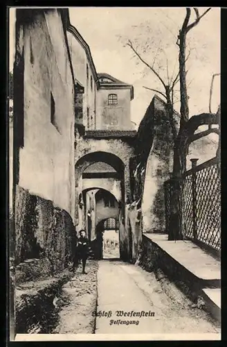 AK Weesenstein, Felsengang beim Schloss