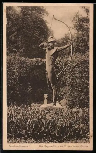 AK Potsdam-Sanssouci, Bogenschütze im Sizilianischen Garten
