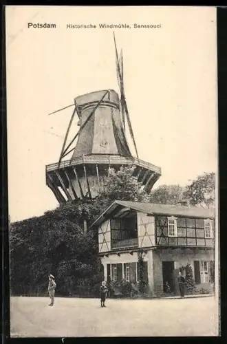 AK Potsdam, Historische Windmühle, Sanssouci