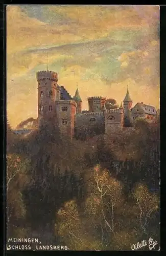Künstler-AK Meiningen, Schloss Landsberg