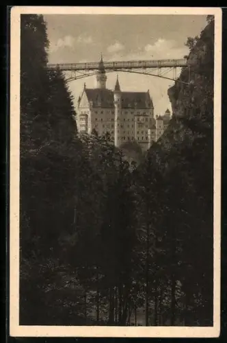 AK Schloss Neuschwanstein mit Marienbrücke