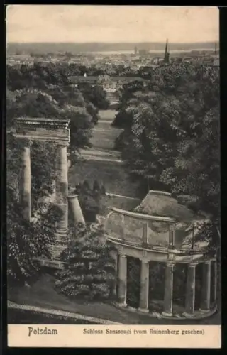 AK Potsdam, Schloss Sanssouci vom Ruinenberg gesehen
