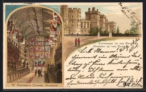 Mini-AK Windsor, St. George`s Chapel, Entrance to the private garden of the Queen