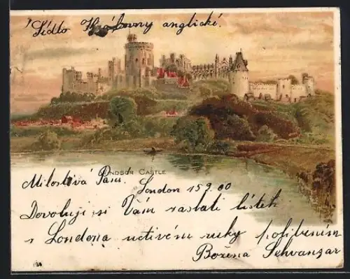 Lithographie Windsor, Windsor Castle, Schloss