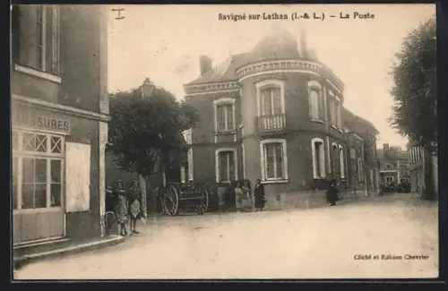 AK Savigné sur-Lathan /I.-&-L., La Poste
