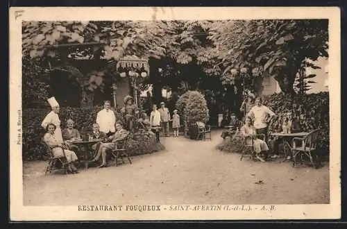 AK Saint-Avertin /I.-et-L., Restaurant Fouqueux avec clients et personnel dans le jardin