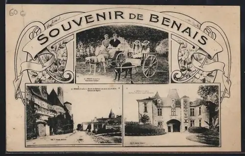 AK Benais, Souvenir de Benais avec scènes locales et architecture historique