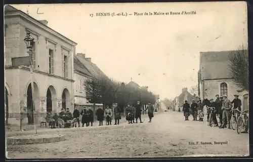 AK Benais /I.-et-L., Place de la Mairie et Route d`Avrillé
