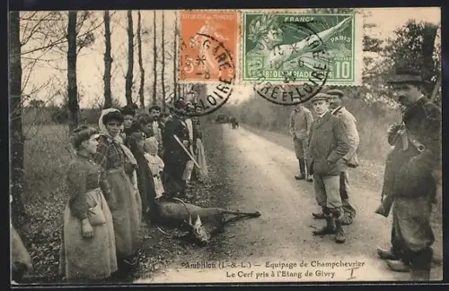 AK Ambillou /I.-&-L., Équipage de Champchevrier, Le Cerf pris à l`Étang de Givry