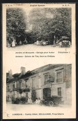AK Langeais, Jardins et Bosquets avec Autos et Family Hôtel Delalande