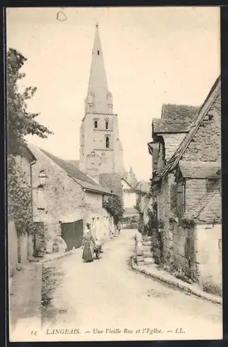 AK Langeais, Une Vieille Rue et l`Église
