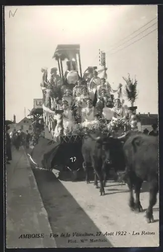 AK Amboise, Fête de la Viticulture 1922, Les Reines