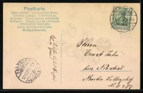 Präge-AK Geldscheine- und Münzen, Geburtstagsgruss