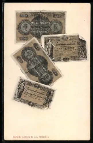 AK Francs-Scheine unterschiedlicher Wertigkeit