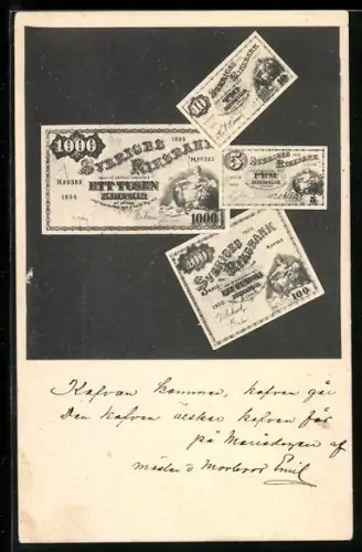 AK Schwedische Geldscheine unterschiedlichen Werts