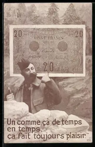 AK 20 Francs Geldschein, Un comme ca de temps en temps, ca fait toujours plaisir