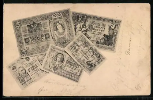AK Österreichische Kronen-Geldscheine