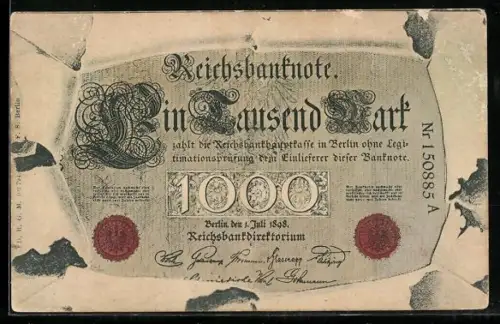 AK Geldschein über eintausend Mark