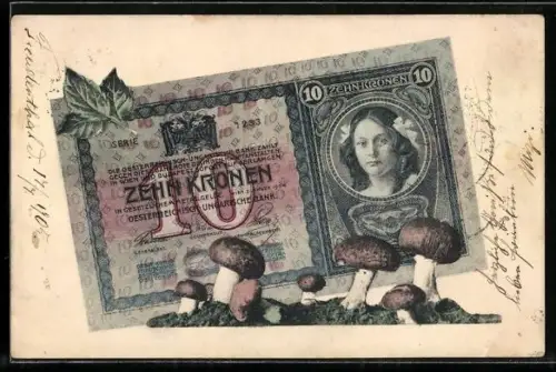 AK Geldschein über zehn Kronen, Champignons