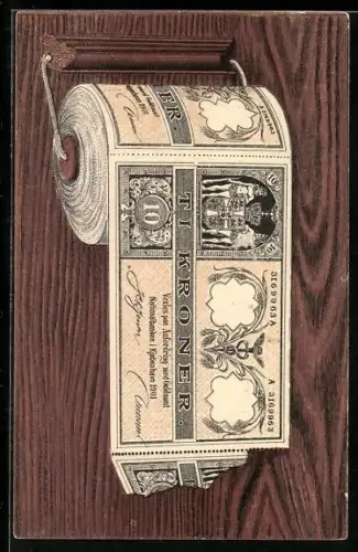 Künstler-AK Kjobenhavn, Klorolle aus Geldscheinen