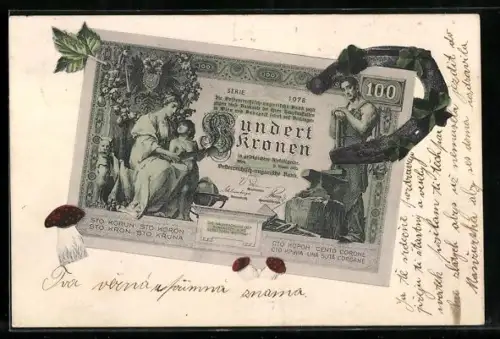 AK Hundert-Kronen-Schein der österreich-ungarischen Bank