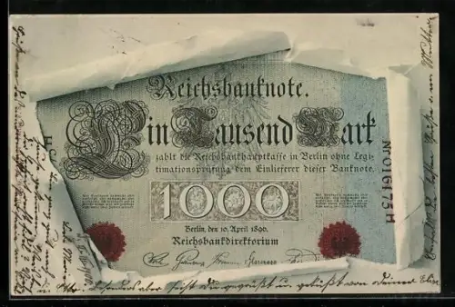 AK Reichsbanknote 1000 Mark, Geldschein