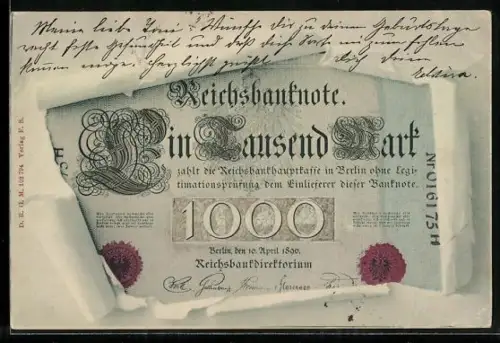 AK Reichsbanknote 1000 Mark, Geldschein