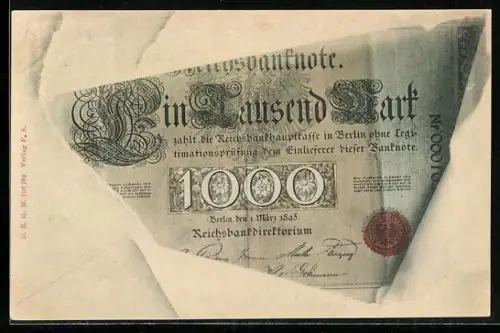 AK Umschlag mit einem Tausend-Mark-Schein
