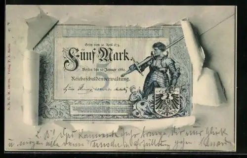 AK Reichskassenschein der Reichsschuldenverwaltung, Fünf Mark