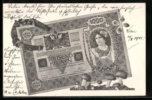 AK Tausend Kronen, Geldschein der österreich-ungarischen Bank