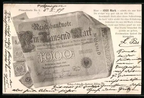 AK Geldschein Reichsbanknote 1000 Mark