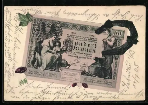 AK Hundert Kronen-Schein, Österreich-Ungarische Bank, Hufeisen