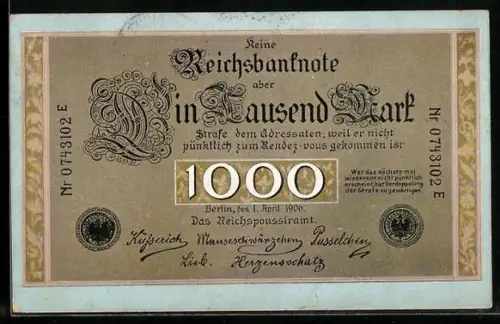 AK Reichsbanknote 1000 Mark