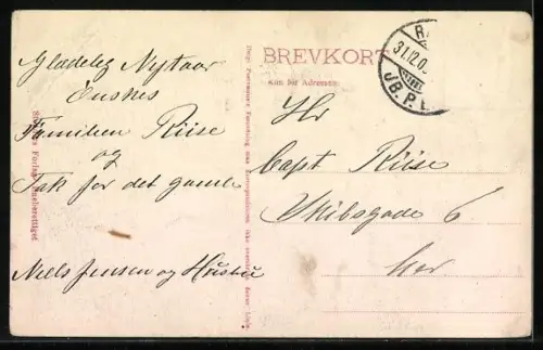 AK Dänischer Geldschein mit Postbote